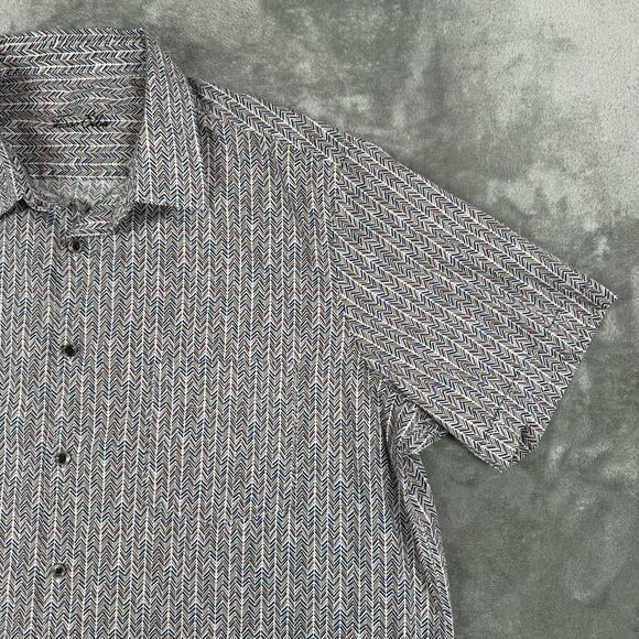 Tasso Elba Button Down Shirt Mens XL Khaki Marche Plaid And Tribal Lot Of 2 - Picture 11 of 16